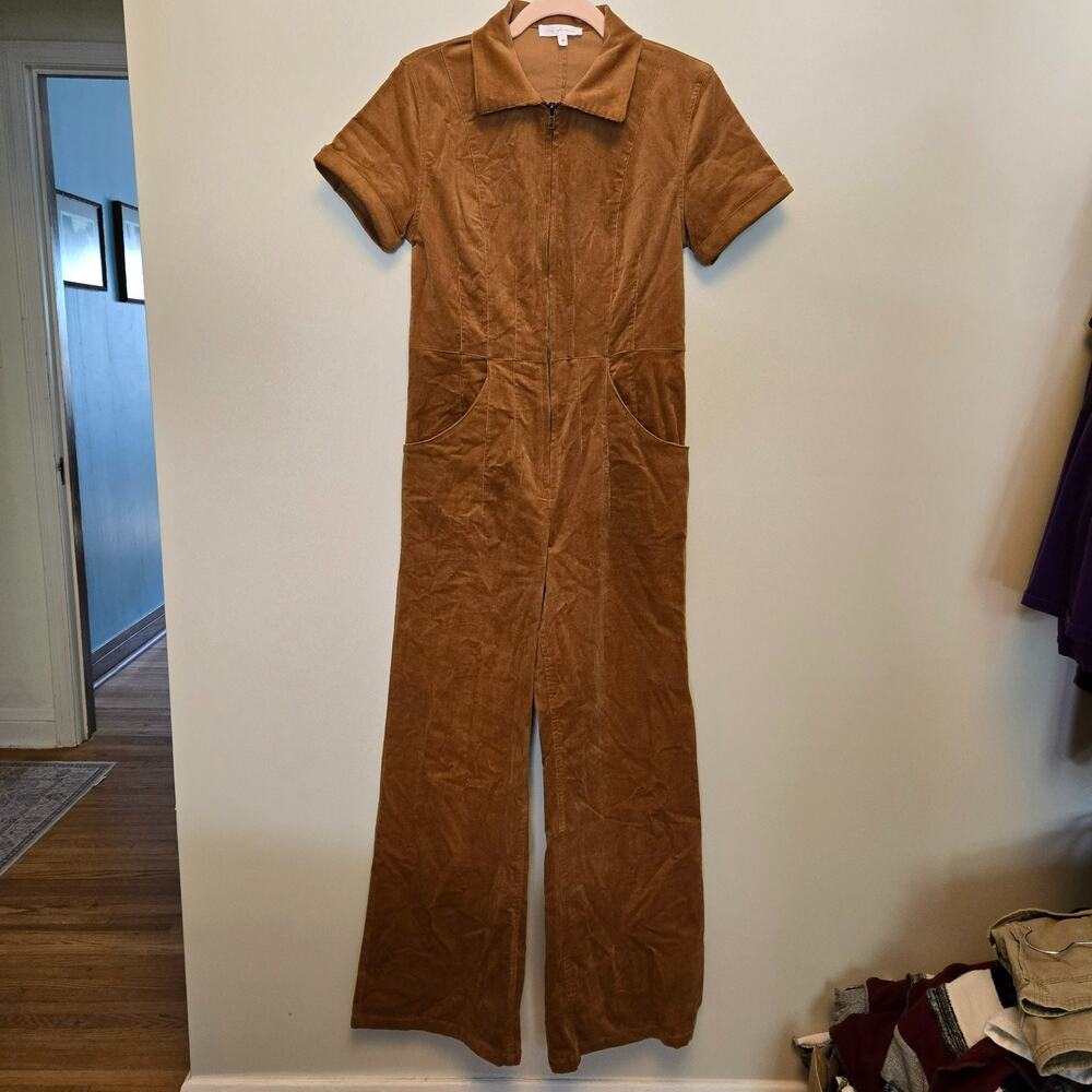 Copper Short Sleeve Coveralls M Corduroy 70s Retro Workwear Chic Earthcore